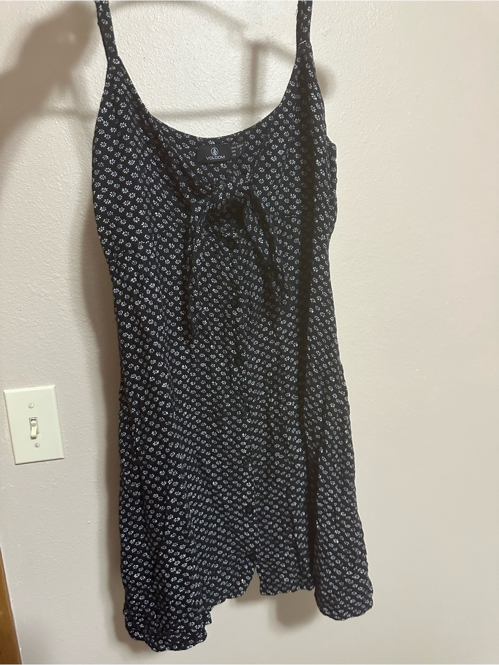 Volcom Black Mini Dress with White Floral Print